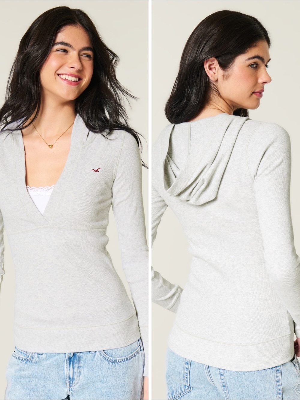 Hollister Knit Icon Hoodie In Light Heather Grey